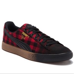 puma clyde red buffalo plaid